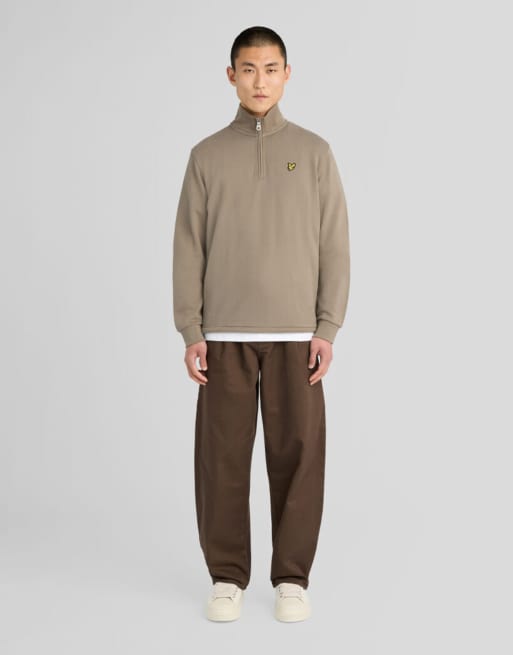 Lyle & Scott - sudadera de capa intermedia con tejido loopback y media cremallera en x569 khaki ash, 2 de 6