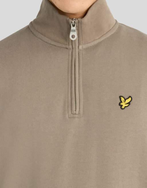 Lyle & Scott - sudadera de capa intermedia con tejido loopback y media cremallera en x569 khaki ash, 3 de 6