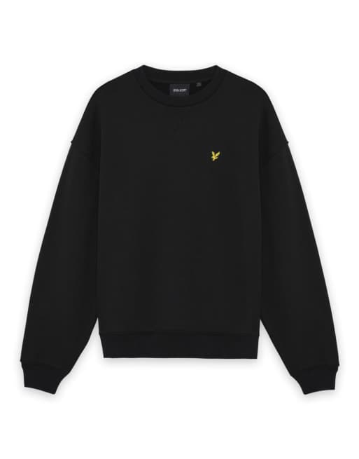 Lyle & Scott sudadera de capa intermedia de felpa gruesa con cuello redondo en negro azabache, 5 de 6