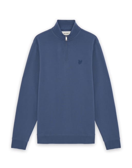 Lyle & Scott - sudadera de capa intermedia de punto fino con media cremallera en smoke blue, 5 de 6