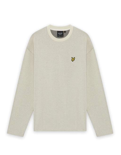 Lyle & Scott - sudadera de cuello redondo jacquard de capa intermedia en w503 putty, 5 de 6