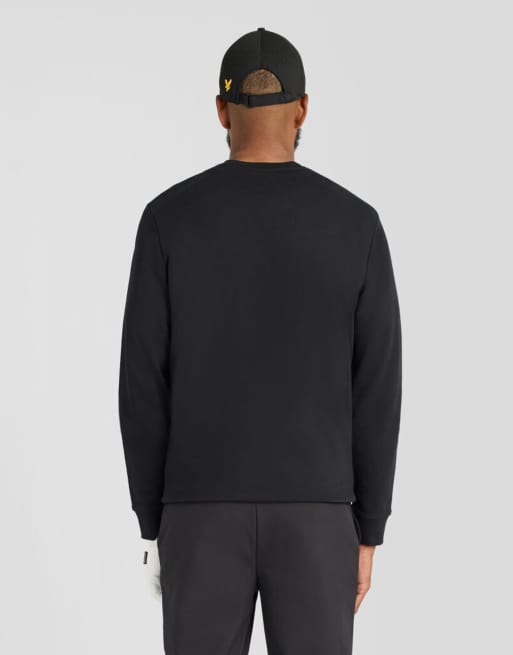 Lyle & Scott sudadera de golf de capa intermedia con cuello redondo en negro azabache, 4 de 5