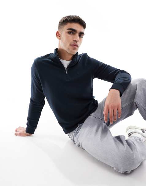 Lyle & Scott superfine quarter zip sweatshirt in dark navy - view 1