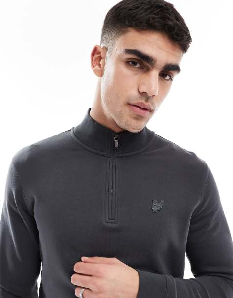 Lyle & Scott superfine quarter zip sweatshirt in gunmetal grey - view 1