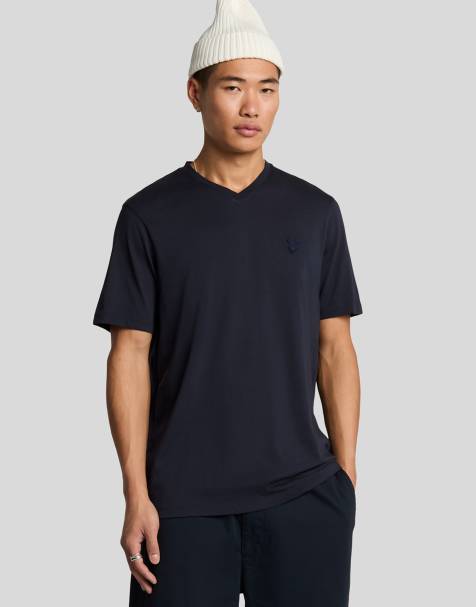 Lyle & Scott  superfine v neck t-shirt in dark navy  