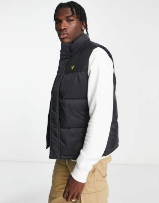 lyle & scott - svart vadderad väst-svart/a