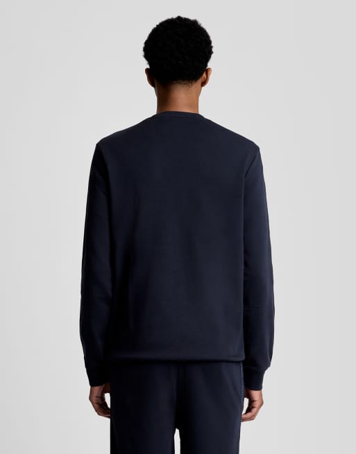Lyle & Scott - Sweat couche intermédiaire à col ras de cou avec bande en jacquard - Bleu marine foncé, 4 de 7