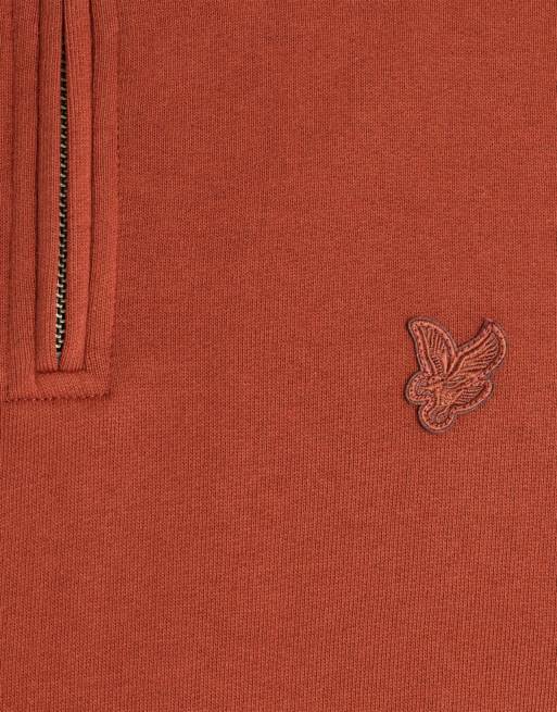 Lyle & Scott sweat-shirt à col montant zippé à mi-hauteur en y269 saddle auburn, 6 de 6