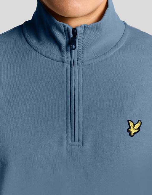 Lyle & Scott sweat-shirt de couche intermédiaire à demi-zip bleu océan, 3 de 6