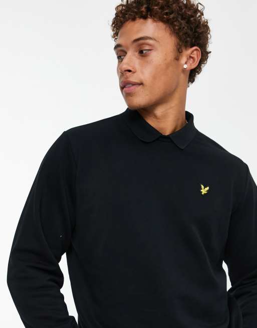 Lyle & Scott - Sweat vintage avec col - Noir