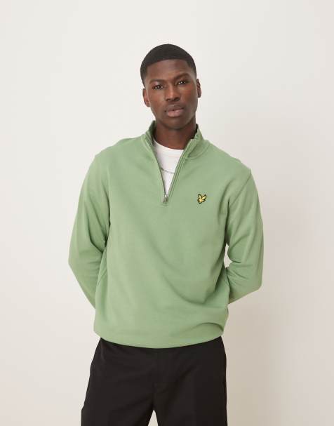Lyle & Scott - Sweater met korte rits in groen - view 1