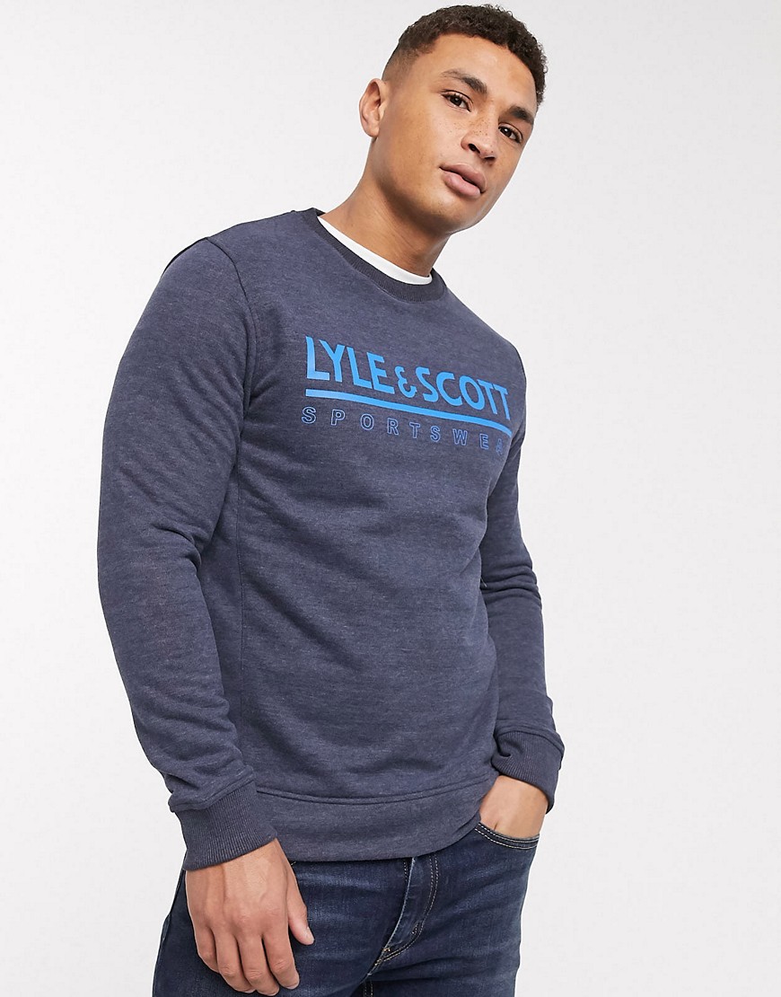 Lyle & Scott - Sweater met logo en ronde hals-Marineblauw
