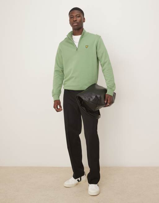 Lyle & Scott – Sweatshirt aus Loopback-Stoff in Grün mit kurzem Reißverschluss, 2 von 4