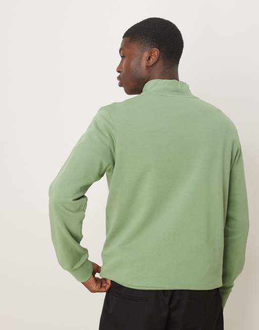 Lyle & Scott – Sweatshirt aus Loopback-Stoff in Grün mit kurzem Reißverschluss, 3 von 4
