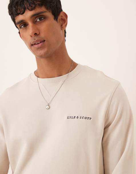 Lyle & Scott - Sweatshirt met borduursel en ronde hals in beige - view 1