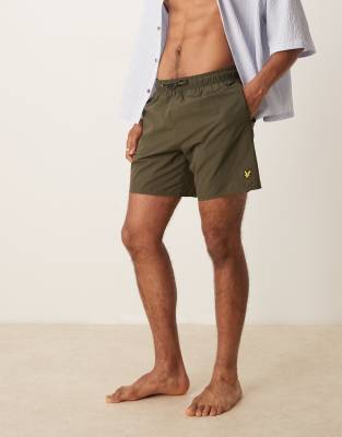 swim short in khaki-Green