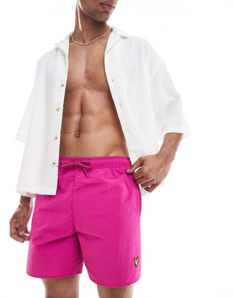Lyle & Scott Swimwear plain swimshort in x590 fushia - view 1