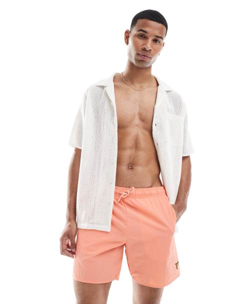 Lyle & Scott Swimwear plain swimshort in x793 vibrant coral - view 1