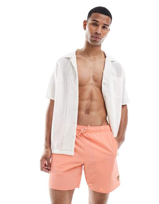 Lyle & Scott Swimwear plain swimshort in x793 vibrant coral