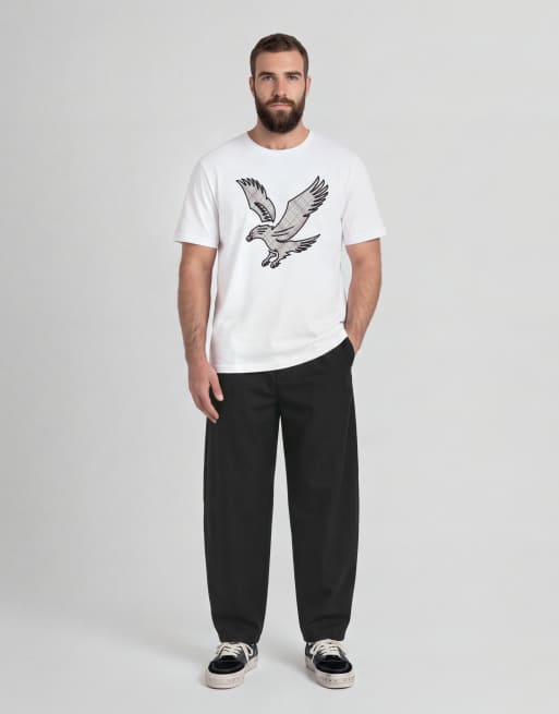 Lyle & Scott T-shirt à carreaux avec aigle manches courtes en 626 blanc, 4 de 7