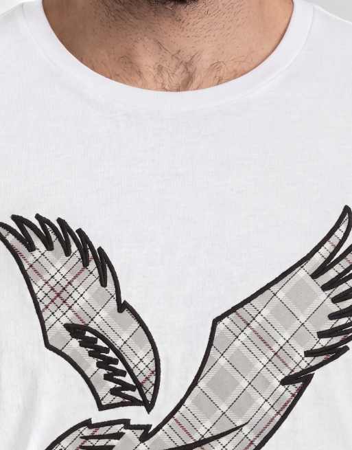 Lyle & Scott T-shirt à carreaux avec aigle manches courtes en 626 blanc, 6 de 7