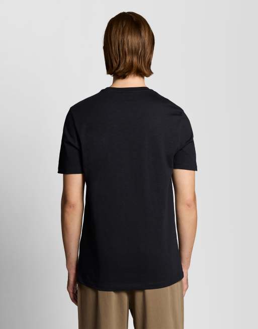 Lyle & Scott T-shirt a maniche corte in tessuto fiammato fine, nero jet, 4 di 6