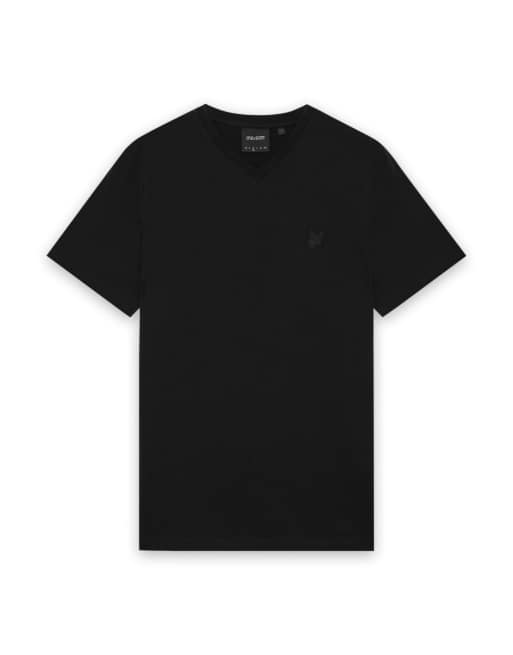 Lyle & Scott T-shirt a maniche corte in tessuto superfine con scollo a V, nero jet, 6 di 7