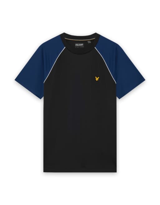 Lyle & Scott - T-shirt a maniche corte nero corvino/blu navy peonia, 5 di 6