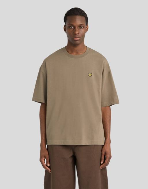 Lyle & Scott - T-shirt a maniche corte squadrata color kaki cenere, 1 di 6
