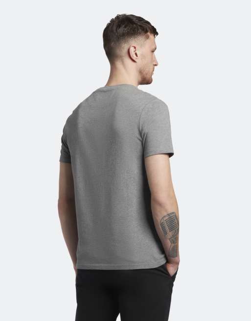 Lyle & Scott T-shirt a maniche corte tinta unita in t28 grigio medio mélange, 3 di 7