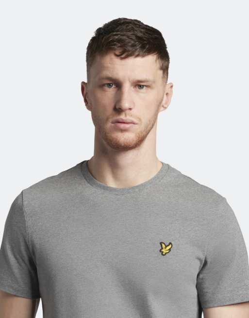 Lyle & Scott T-shirt a maniche corte tinta unita in t28 grigio medio mélange, 4 di 7
