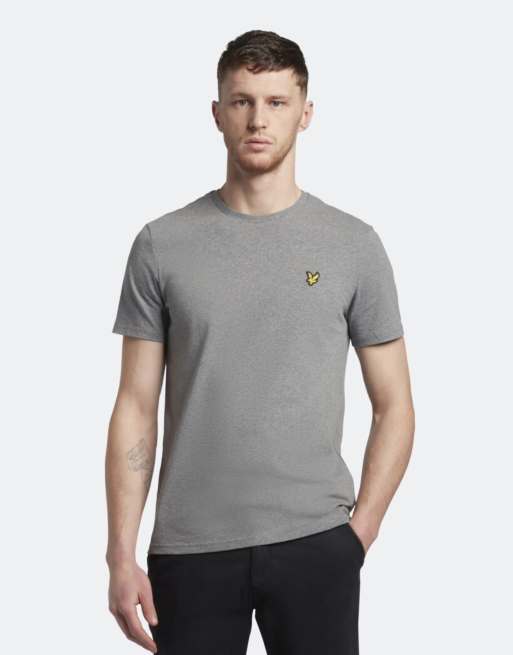 Lyle & Scott T-shirt a maniche corte tinta unita in t28 grigio medio mélange, 6 di 7