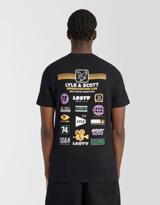 Lyle & Scott t-shirt graphique Broadcaster à manches courtes en noir jais, 4 de 6