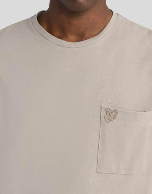 Lyle & Scott - T-shirt in tessuto interlock piqué color talpa argilla, 3 di 6
