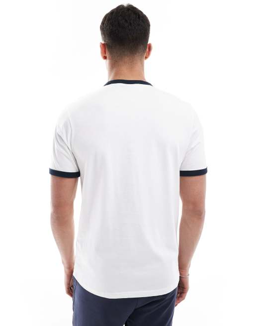 Lyle & Scott - T-shirt in wit en marineblauw   , 4 van 4