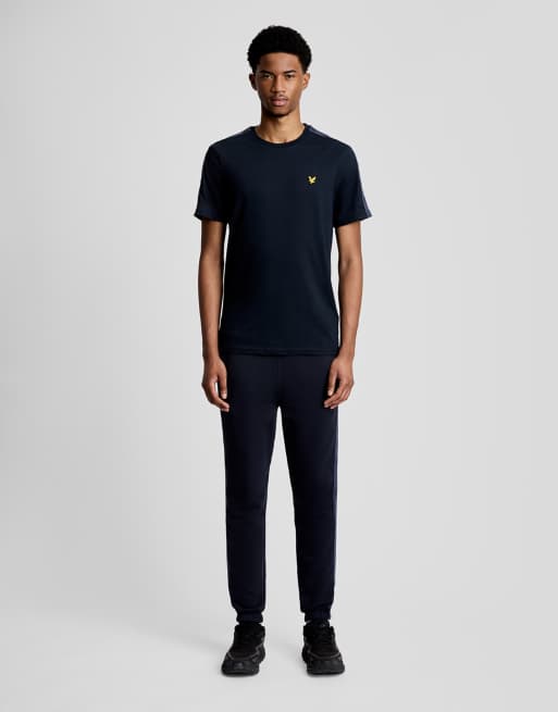 Lyle & Scott - T-shirt manches courtes à bande en jacquard - Bleu marine foncé, 2 de 7