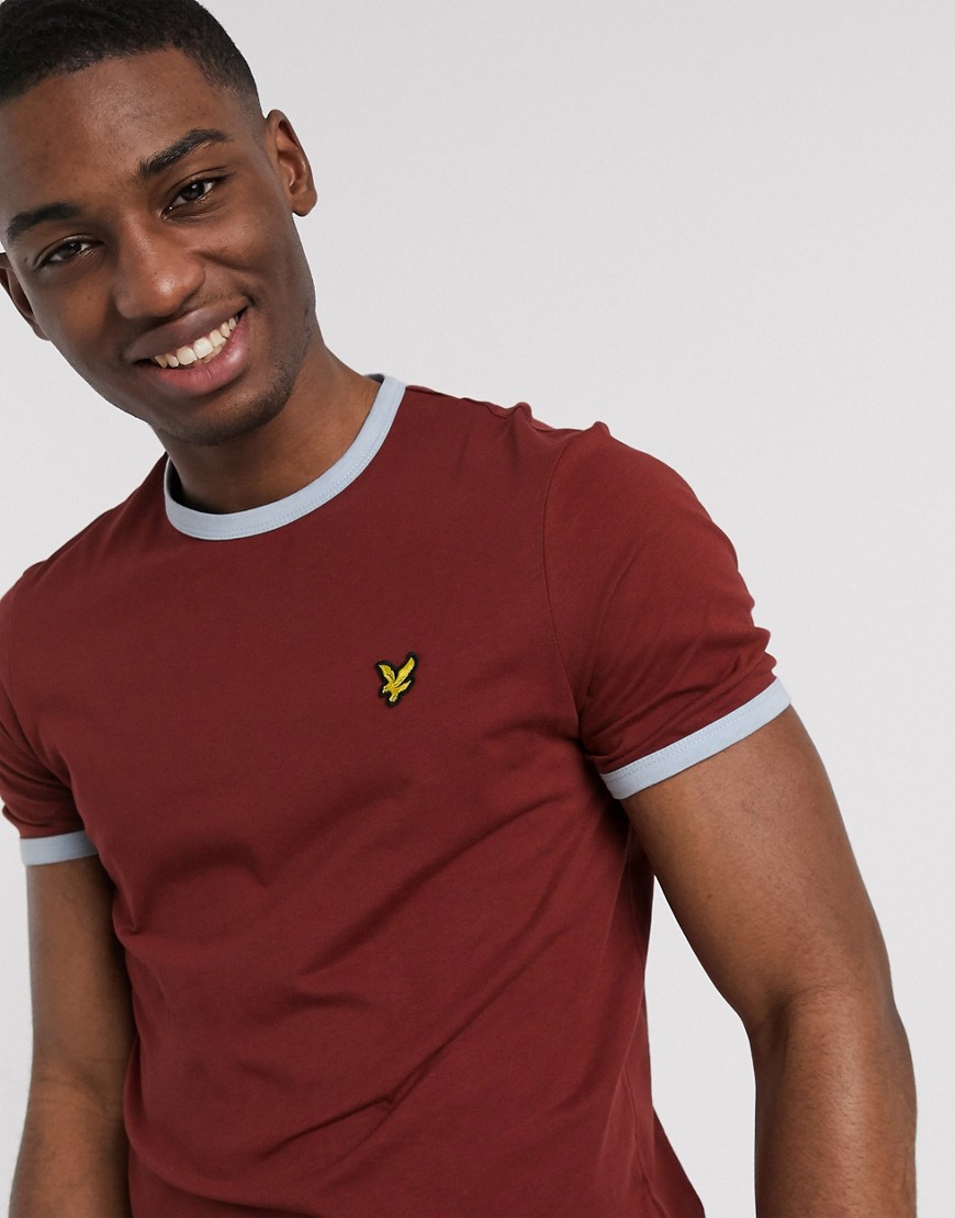 Lyle & Scott – T-shirt med kontrasterande kantband-Röd