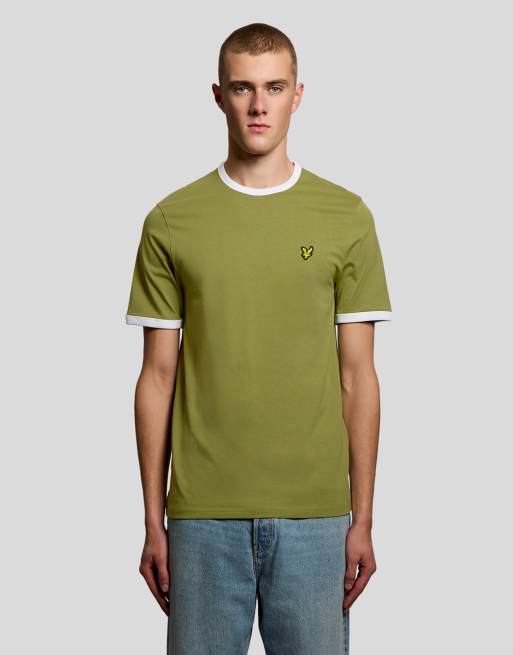 Lyle & Scott - T-shirt met gekleurd randje en korte mouwen in groen/wit, 2 van 6