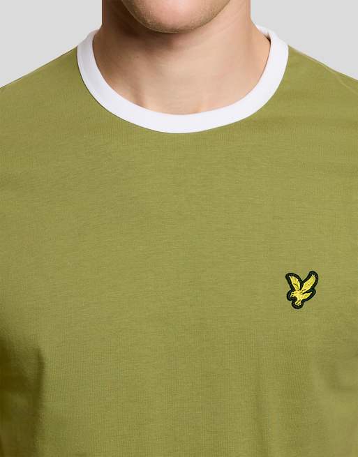 Lyle & Scott - T-shirt met gekleurd randje en korte mouwen in groen/wit, 4 van 6