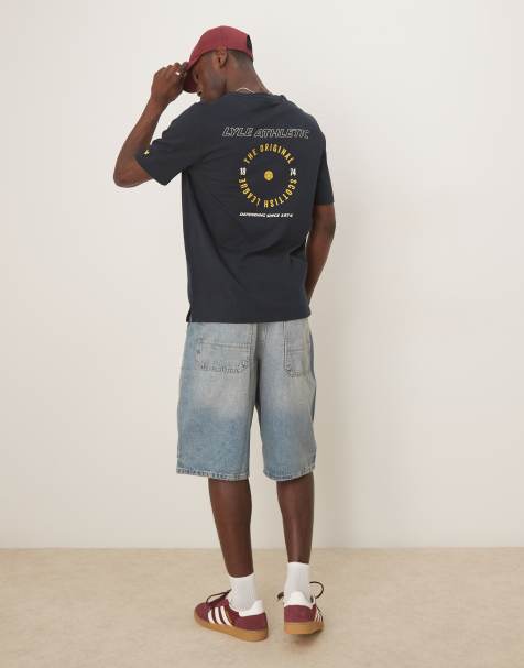 Lyle & Scott - T-shirt met grafische 'Athletic' print in marineblauw - view 1