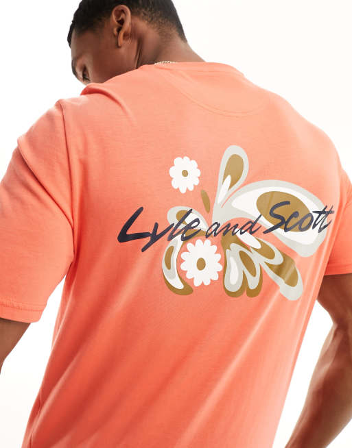 Lyle & Scott - T-shirt met jockey-print op de achterkant in oranje