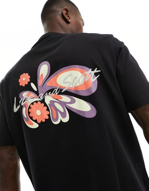 Lyle & Scott - T-shirt met jockey-print op de rug in zwart
