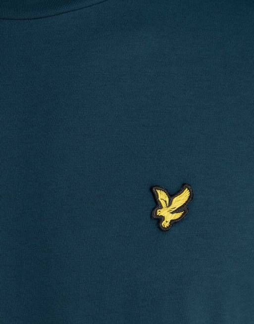 Lyle & Scott T-shirt met korte mouwen, effen, in y066 diep teal, 6 van 6