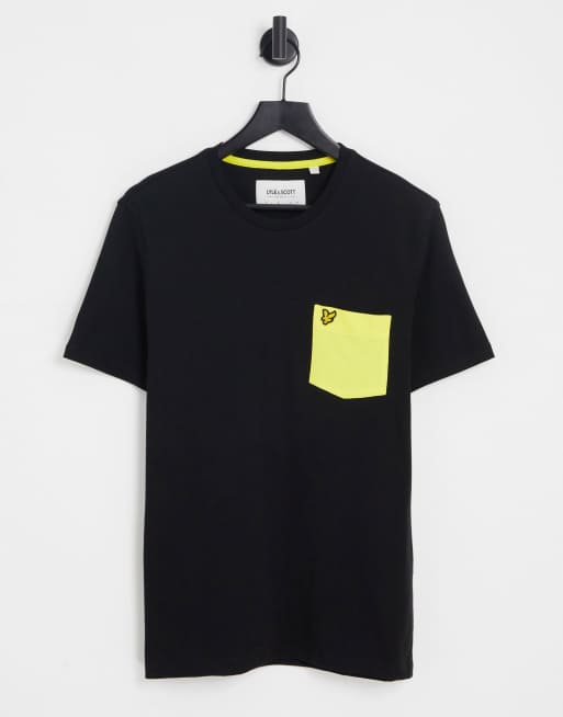 Lyle & Scott - T-shirt nera con tasca a contrasto