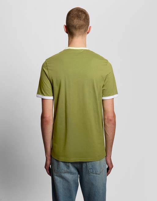 Lyle & Scott T-shirt ringer a maniche corte in verde shrub Y166/bianco, 5 di 6