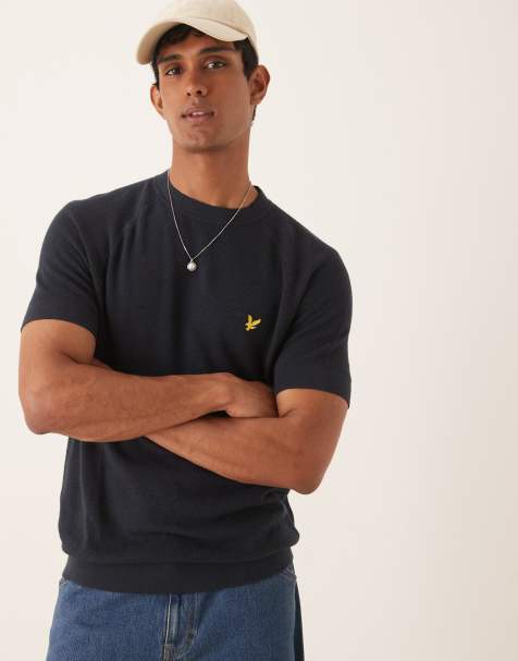 Lyle & Scott - T-shirt van linnenmix in marineblauw - view 1