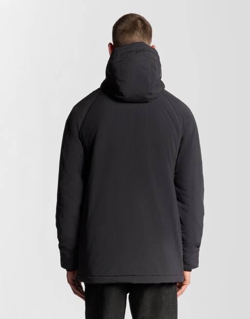 Lyle Scott tactical wadded parka in black ice ASOS