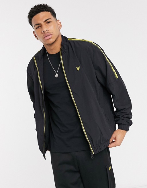 Lyle & Scott taped tracktop with side stripe in black