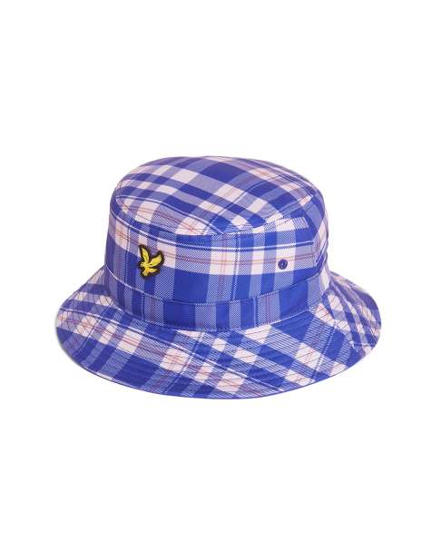 Lyle & Scott tartan bucket hat in jet black/ white - view 1