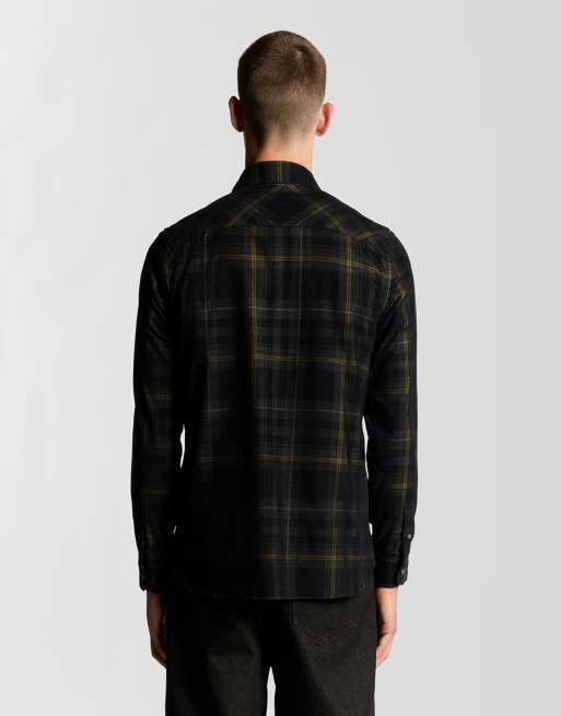 Lyle & Scott   tartan corduroy shirt in  jet black  , 3 of 5